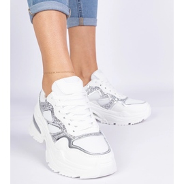 Bílé tenisky žen zdobené třpytem bílý 1 Bílé tenisky žen zdobené třpytem bílý 1