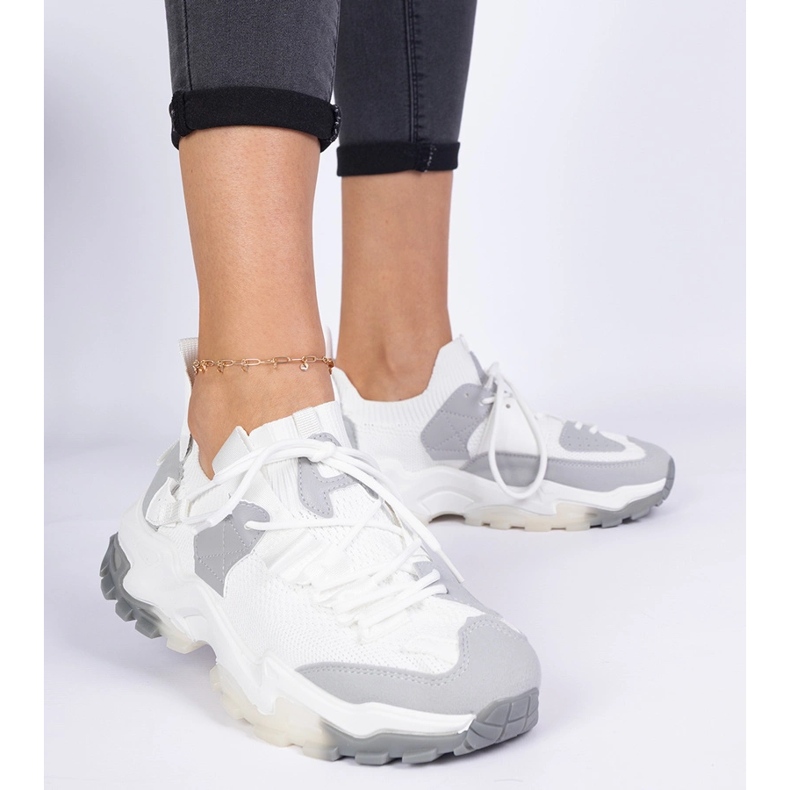 Bílé tenisky žen s ponožkovým svrškem bílý 1