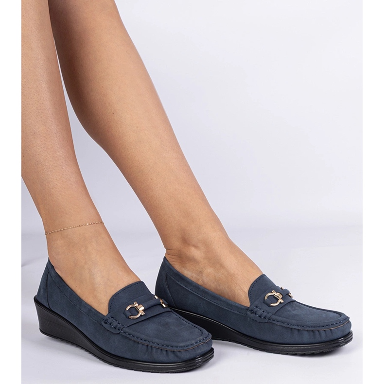 Navy ženské klíny s matným povrchem modrý 2