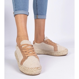 Brown Dámská krajka -Up espadrilles hnědý 1