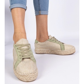 Green Dámské krajky -Up espadrilles zelený 1