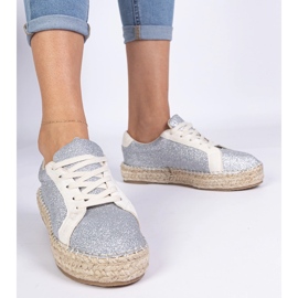 Stříbrné dámské espadrilly zdobené třpytky stříbro 1