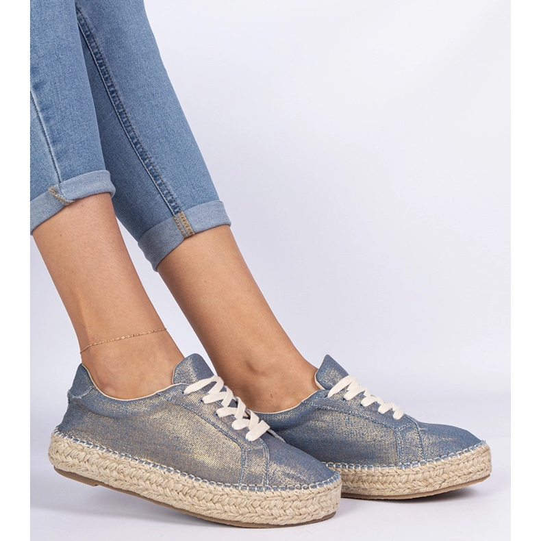 Blue Shiny Espadrilles zlatý 1