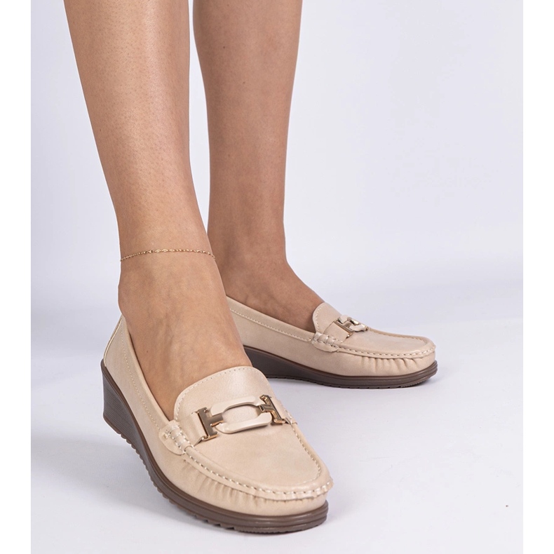 Beige Women Wedge Moccasins s Anchoic od ekologického pokoje béžový 1