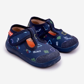 Dětské pantofle flexibilní námořnictvo modrý suchý zip 1 Dětské pantofle flexibilní námořnictvo modrý suchý zip 1