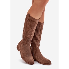 S.Barski Boty s otevřeným plochým podpatkem Upper S. Barski Hy51-860 Brown hnědý 1 S.Barski Boty s otevřeným plochým podpatkem Upper S. Barski Hy51-860 Brown hnědý 1