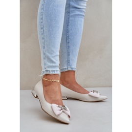 Laura Messi Elegantní kožená dámská čerpadla s Laurea Messi 2893 Beige Bow béžový 1