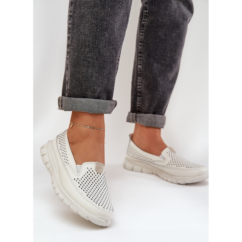 Evento Světle kožená otevřená mokamaty 24pb18-6870 bílá bílý 2