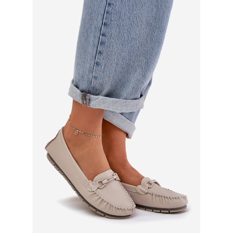 S.Barski Maskavice s plochou koženou s ozdobou S. Barski LR51-547 BEIGE béžový 1