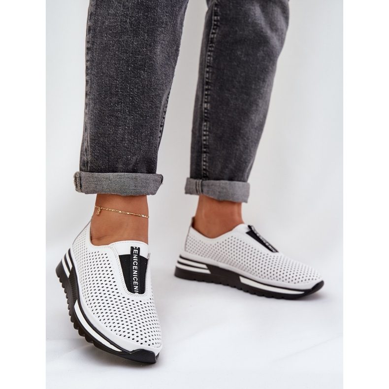 S.Barski Slockovaná dámská bota vyrobená z Natural Leather S. Barski LR51-672 WHITE bílý 2