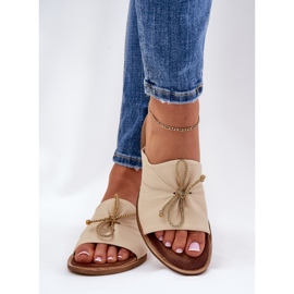 Zazoo 2659 Dámské kožené pantofle béžové béžový 2