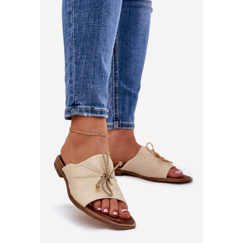 Zazoo 2659 Dámské kožené pantofle béžové béžový 1