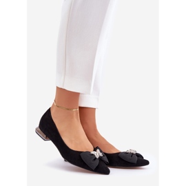 Laura Messi Elegantní semišové ženské baleríny s Laurou Messi 2893 Black Bow černý 1