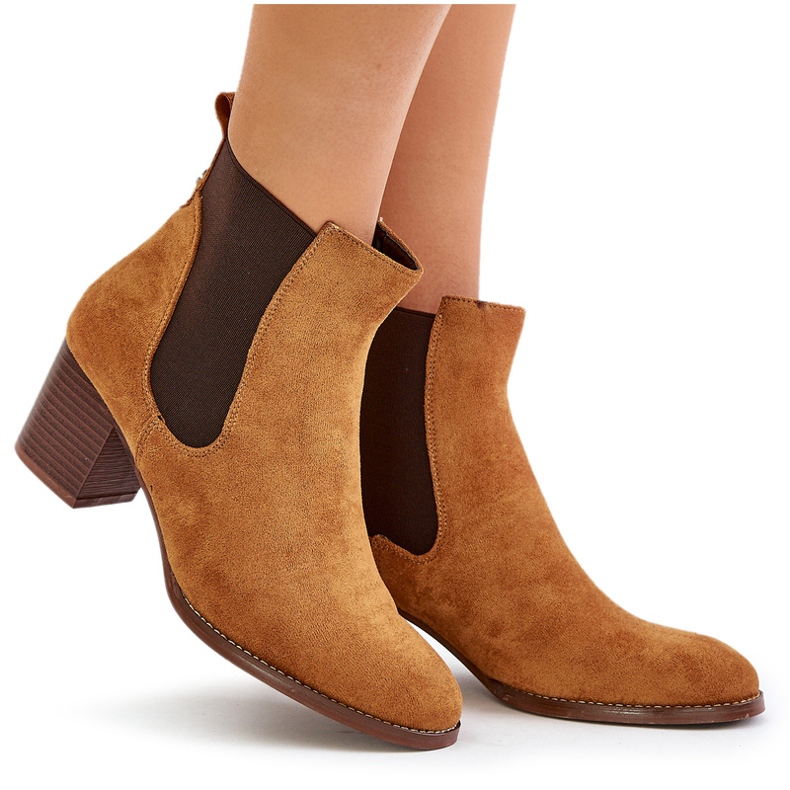 Dámská velblouda Eco-zamszu Chelsea Boots hnědý 4