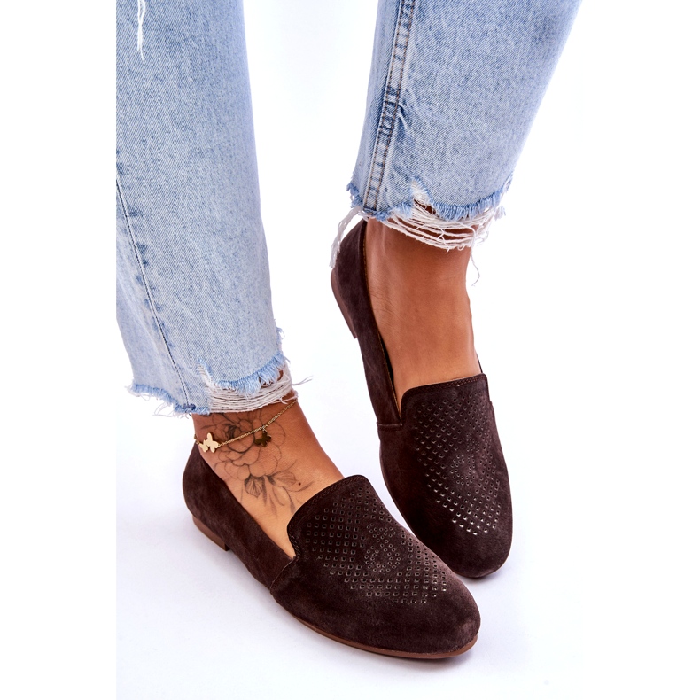 S.Barski Semišové Pohodlné mokasíny Hnědá Giovana hnědý 4