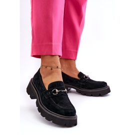 Vinceza Dámské kožené mokasíny černé semišové černé černá 2