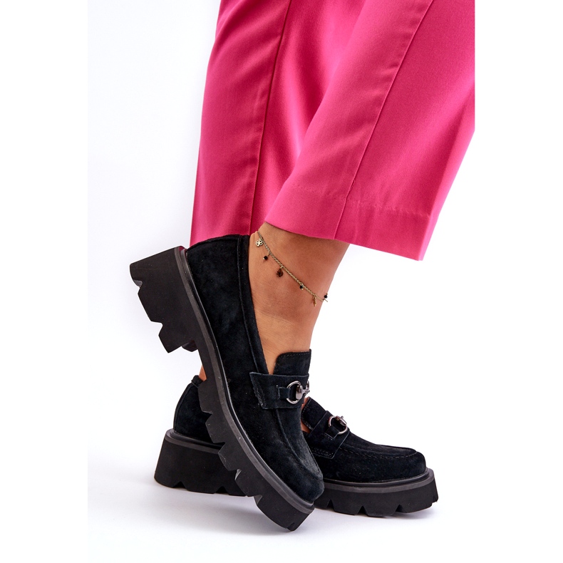 Vinceza Dámské kožené mokasíny černé semišové černé černá 3