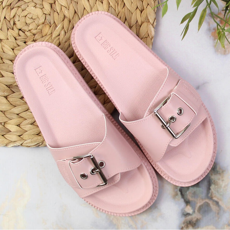 Růžové pantofle Big Star na platformě JJ274A308 růžový 1