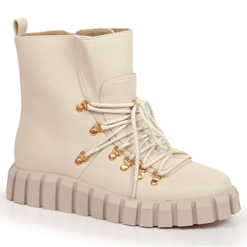 Zateplené dámské béžové boty na platformě Potocki WOL108B béžový 1