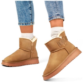 Dámské semišové nazouváky do sněhu, béžová 25-97951BE béžový 1