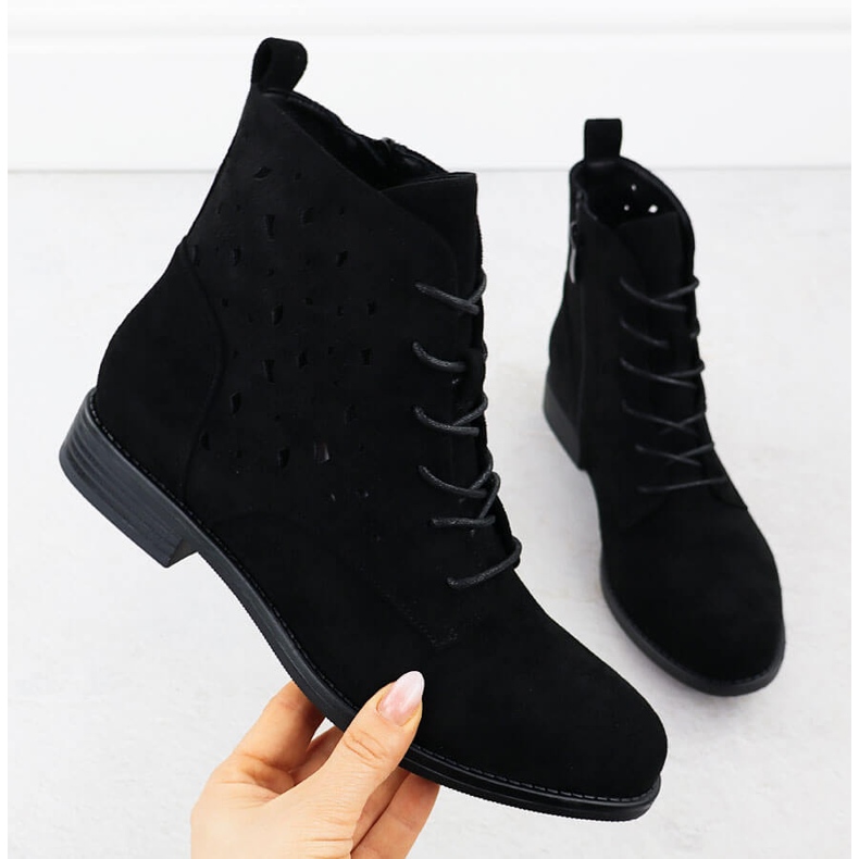 S.Barski Dámské otevřené boty Black Suede S. Barski Hy51-136 černý 1