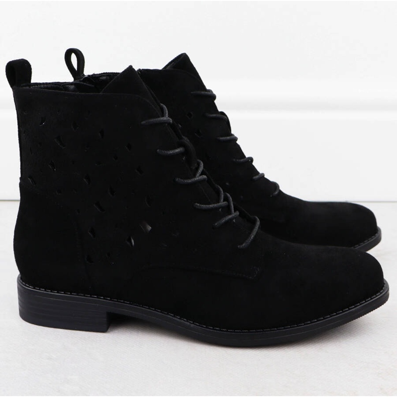 S.Barski Dámské otevřené boty Black Suede S. Barski Hy51-136 černý 2