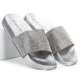 Queen Vivi Pantofle S Krystaly šedá 1