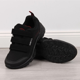 Trekingové boty na suchý zip voděodolné černo-červené American Club černá 1