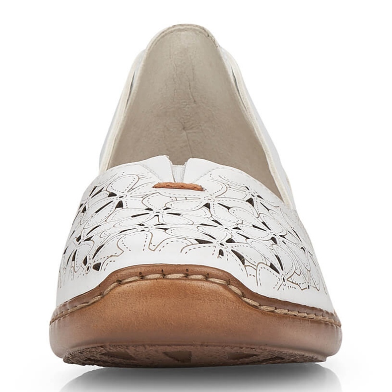 Dámské bílé prolamované kožené boty Rieker 41356 bílý 2