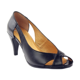 Černé kožené lodičky PEES černý 1