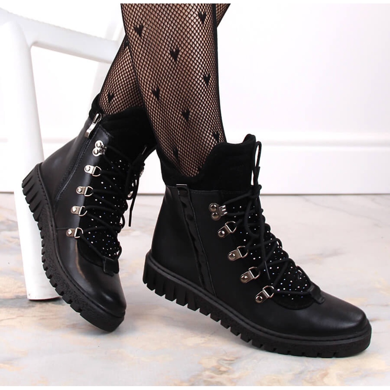 Černé Dámské zateplené kožené kozačky Dolce Pietro černá 1