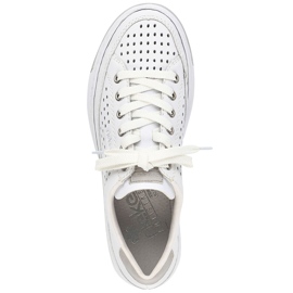 Kožená pohodlná dámská prolamovaná sportovní obuv, bílá, Rieker L8849-80 bílý 1