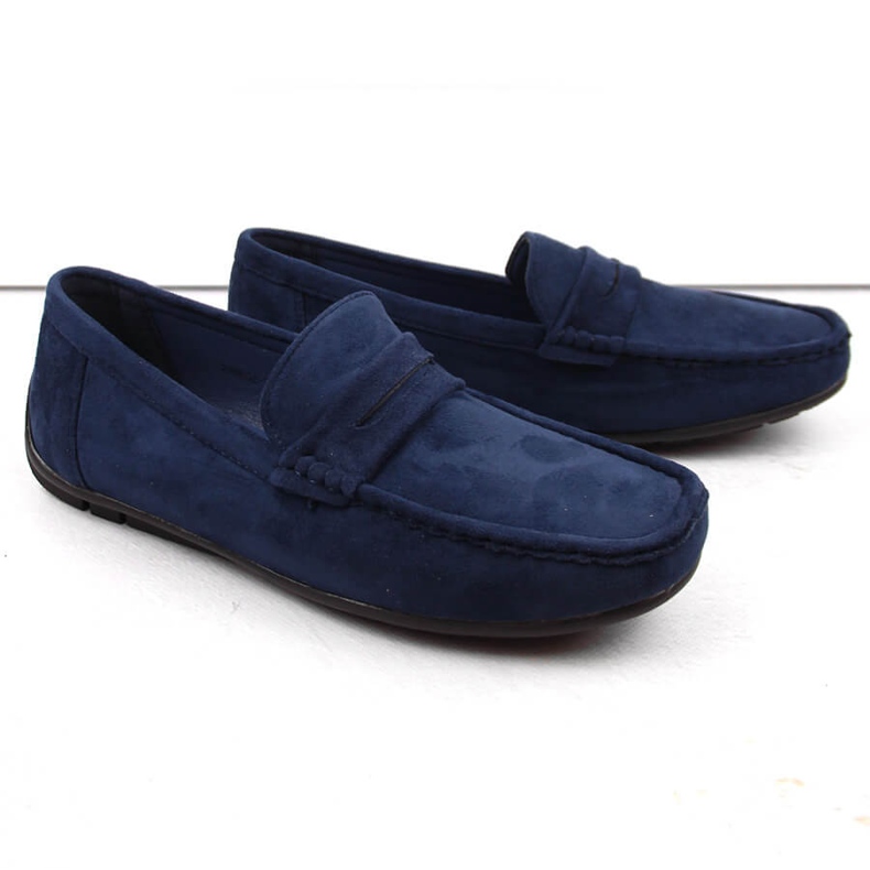 News Semišové boty, pánské slip-on mokasíny, tmavě modrá Unisoft 7710 modrý 2