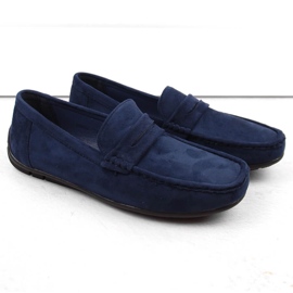 News Semišové boty, pánské slip-on mokasíny, tmavě modrá Unisoft 7710 modrý 3