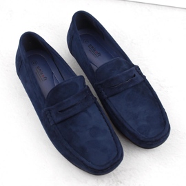 News Semišové boty, pánské slip-on mokasíny, tmavě modrá Unisoft 7710 modrý 5