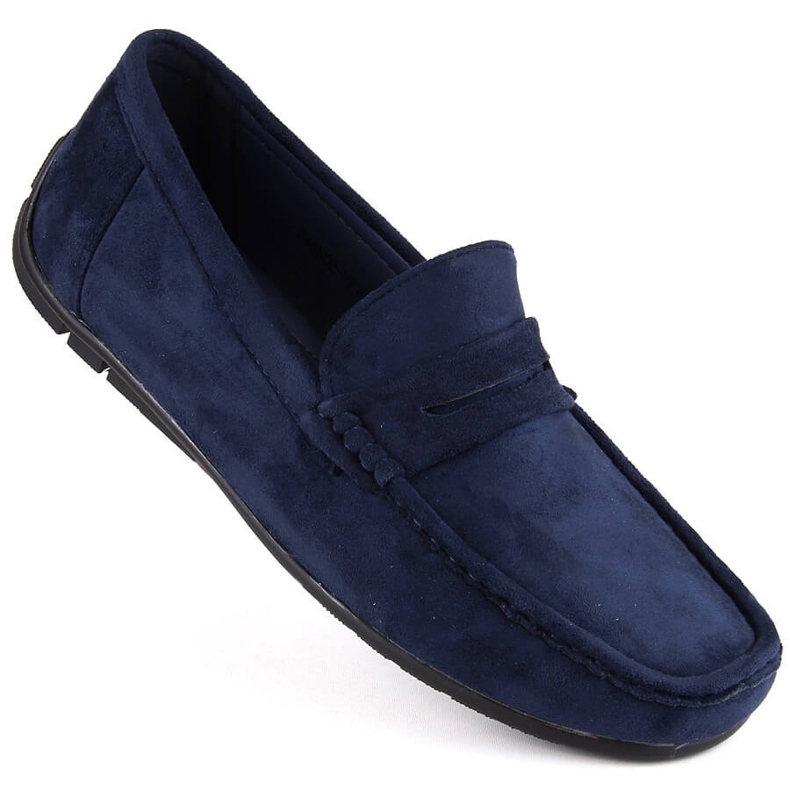 News Semišové boty, pánské slip-on mokasíny, tmavě modrá Unisoft 7710 modrý 1