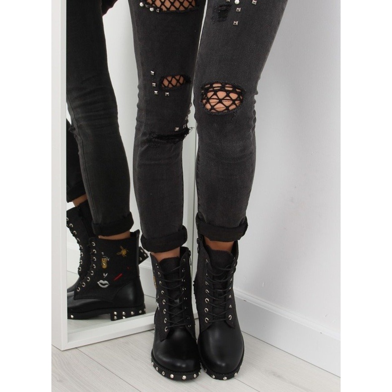 Černé kozačky s plstěným svrškem černý 1