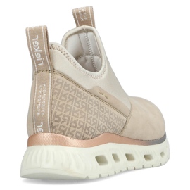 Dámské pohodlné, vysoké, béžové nazouváky Rieker M6053-62 béžový 1