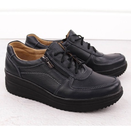 Pohodlné dámské kožené boty, tmavě modrá Helios 419 modrý 2