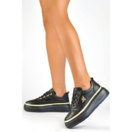 Kožená dámská sportovní obuv na platformě, černá GD-XF120C-B 2