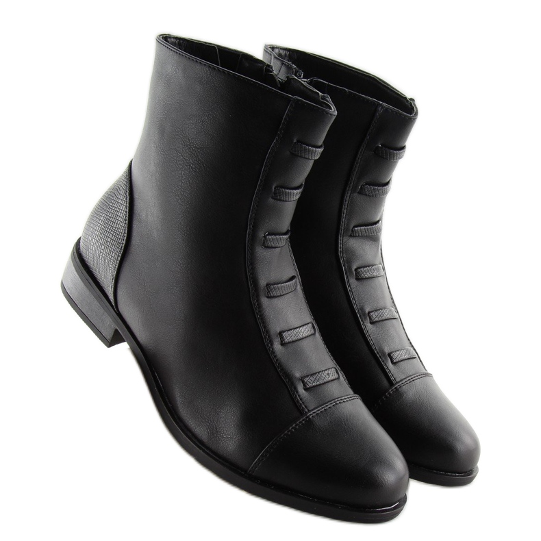 Černé zateplené dámské kozačky F7091-1BLACK černý 2