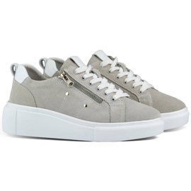 Goodin Dámská kožená sportovní obuv na platformě, šedá GD-LX1001G 1