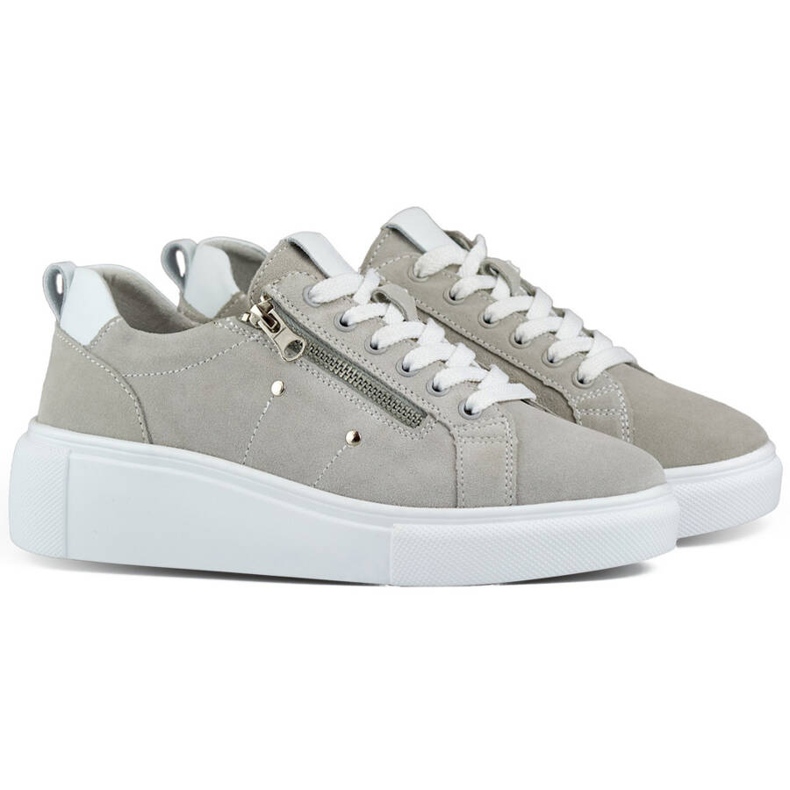 Goodin Dámská kožená sportovní obuv na platformě, šedá GD-LX1001G 1