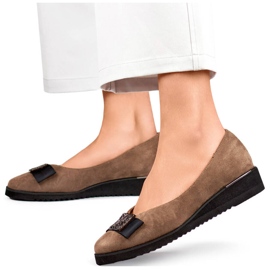 Dámské semišové boty na klínku s taupe zdobením GD-FL766T béžový 1