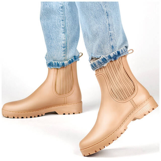 Dámské Chelsea boty s elastickým svrškem a ponožkou, béžová S27BE béžový 1