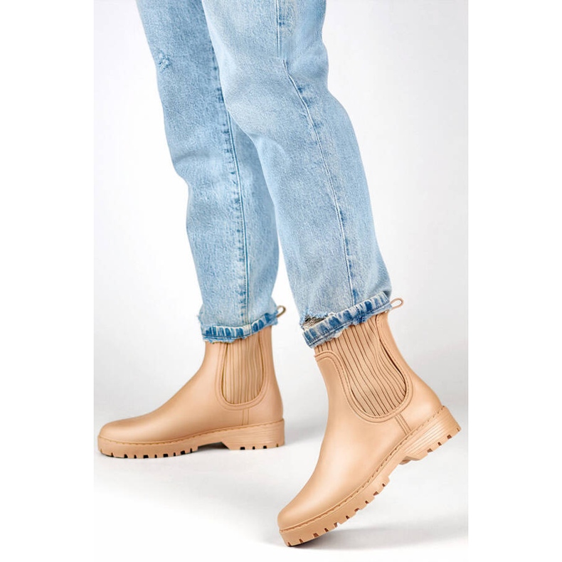 Dámské Chelsea boty s elastickým svrškem a ponožkou, béžová S27BE béžový 2