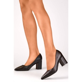 Dámské lodičky se špičatou špičkou, černé, KJ-42B černá 2