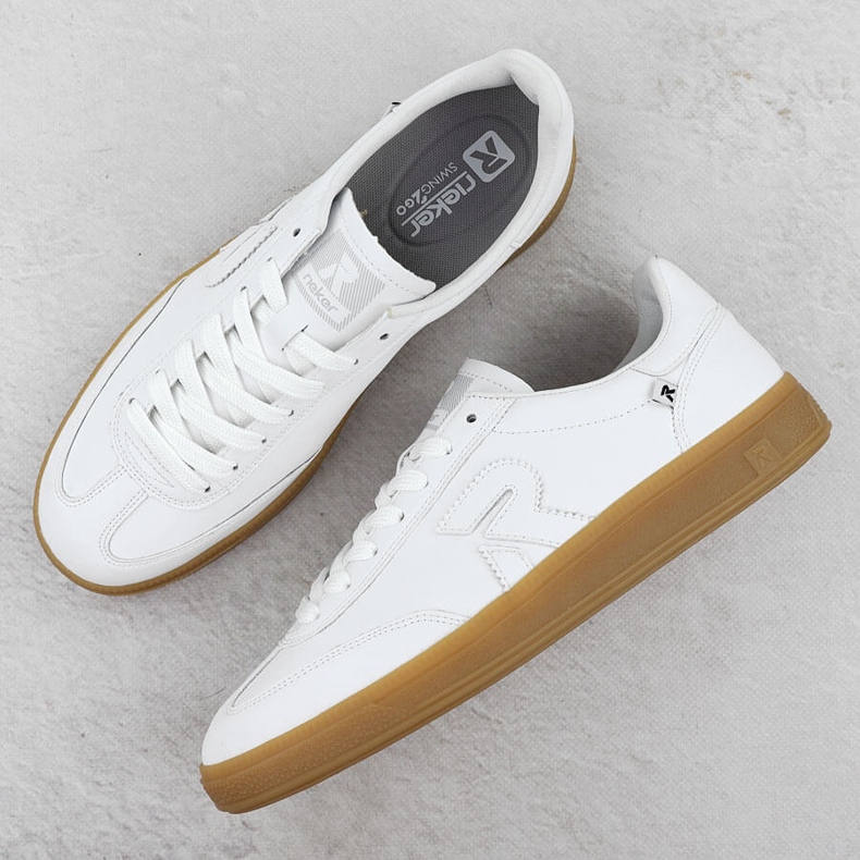 Kožené boty Dámské bílé tenisky Rieker W2200 bílý 2