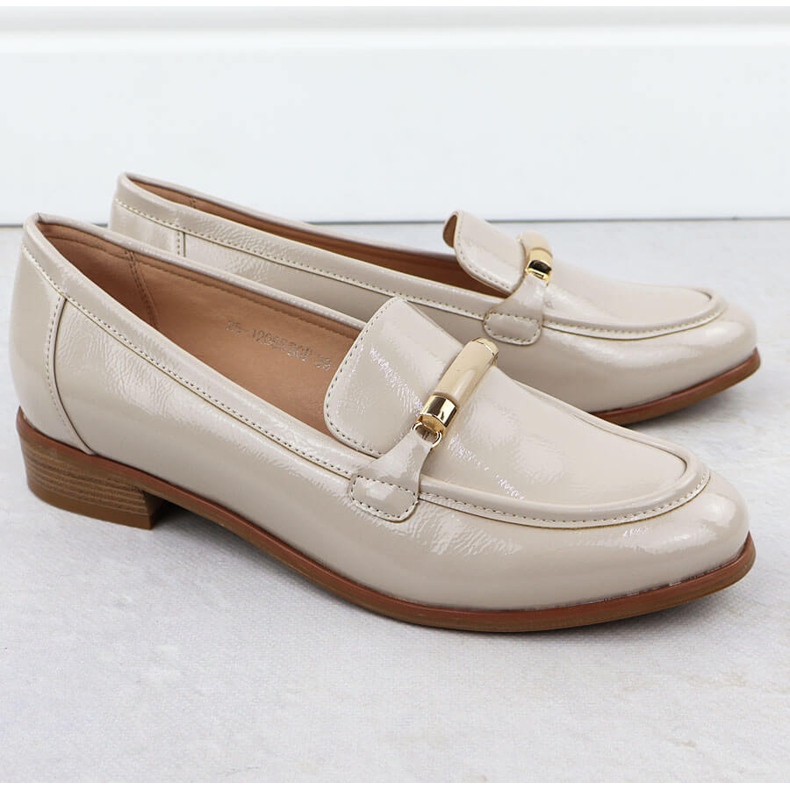 Dámské nízkokalátované lakované boty Beige Potocki SZ12065 béžový 2