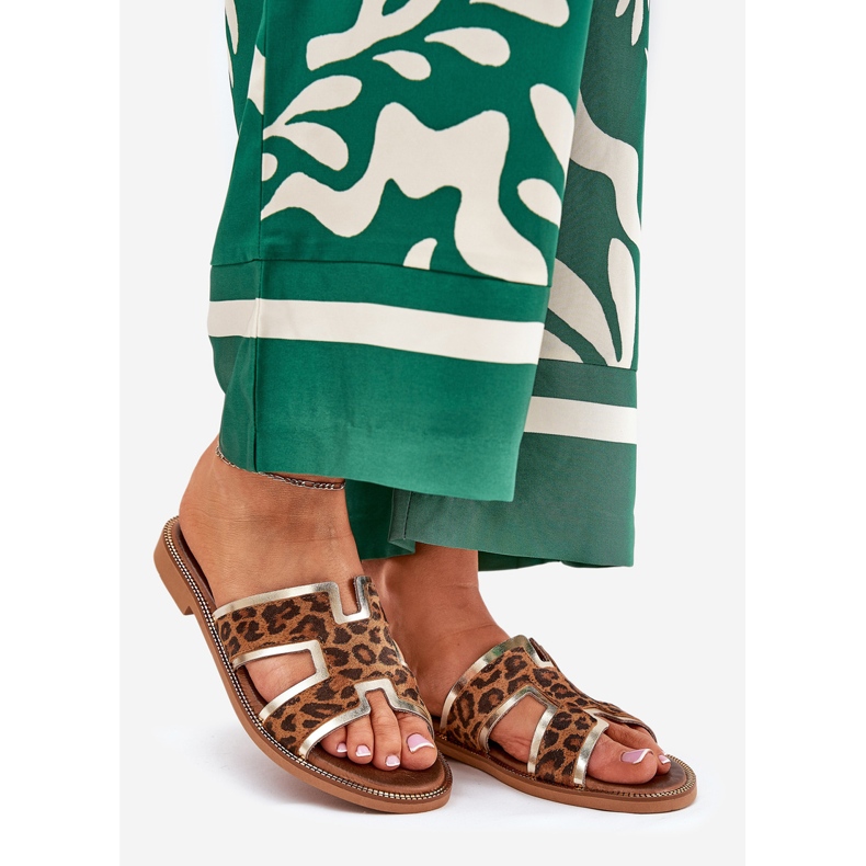 Kožené ploché leopardské žabky zazoo 40383 hnědé hnědý 1